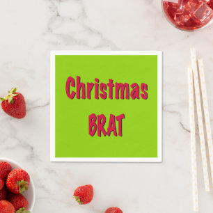 Christmas Red And Brat Green Napkin