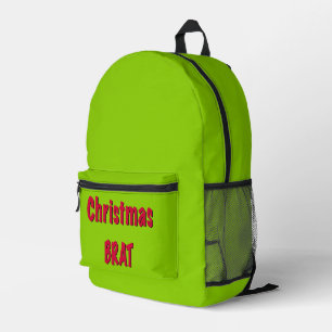 Christmas Red And Brat Green Printed Backpack