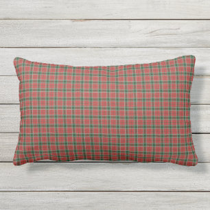 Christmas Red and Dark Green Tartan Lumbar Cushion