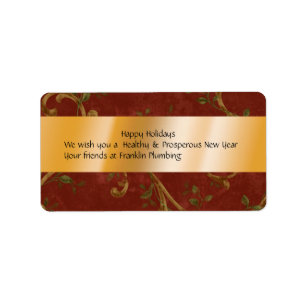 Christmas Red and Gold Wine Label