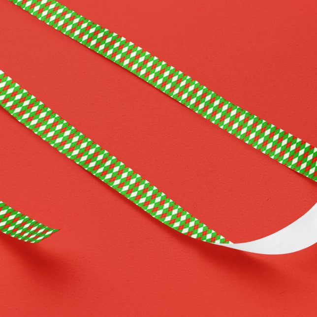 Christmas Red And Green Argyle  Satin Ribbon (Creator Uploaded)