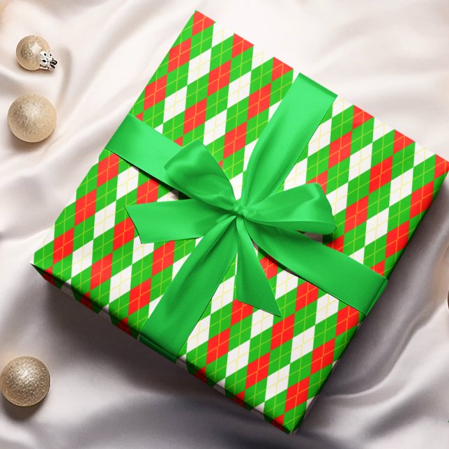 Christmas Red And Green Argyle  Wrapping Paper (Creator Uploaded)