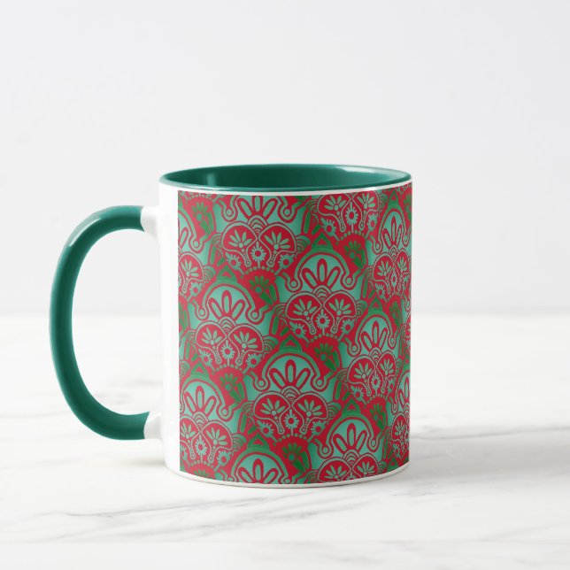  Christmas red and green boho Mug (Left)