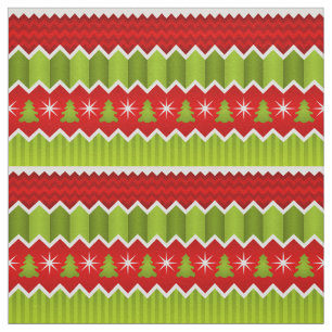 Christmas Red And Green Chevron Stripes Pattern Fabric