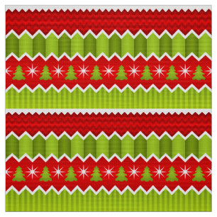 Christmas Red And Green Chevron Stripes Pattern Fabric