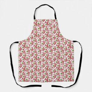 Christmas Red and Green Daisy Floral Pattern Apron