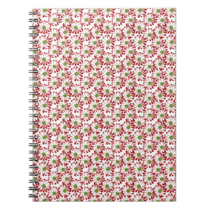 Christmas Red and Green Daisy Floral Pattern Notebook