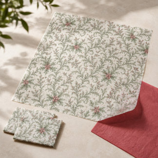 Christmas Red and Green Foliage Pattern Tissue Paper