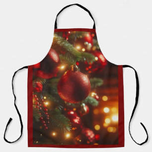 Christmas Red and Green Glitter Ornaments  Apron