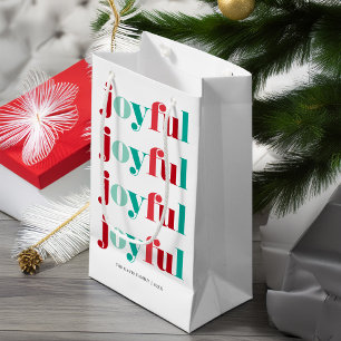 Christmas Red and Green "Joyful"  Small Gift Bag