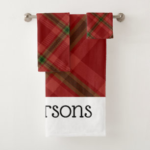 Christmas Red and Green Plaid Custom Bath Towel Set