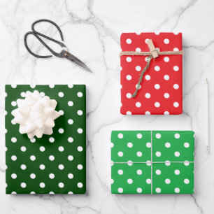 Christmas Red and Green Polka Dot Wrapping Paper Sheet