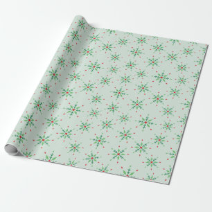 Christmas Red and Green Snowflake Festive Seamless Wrapping Paper