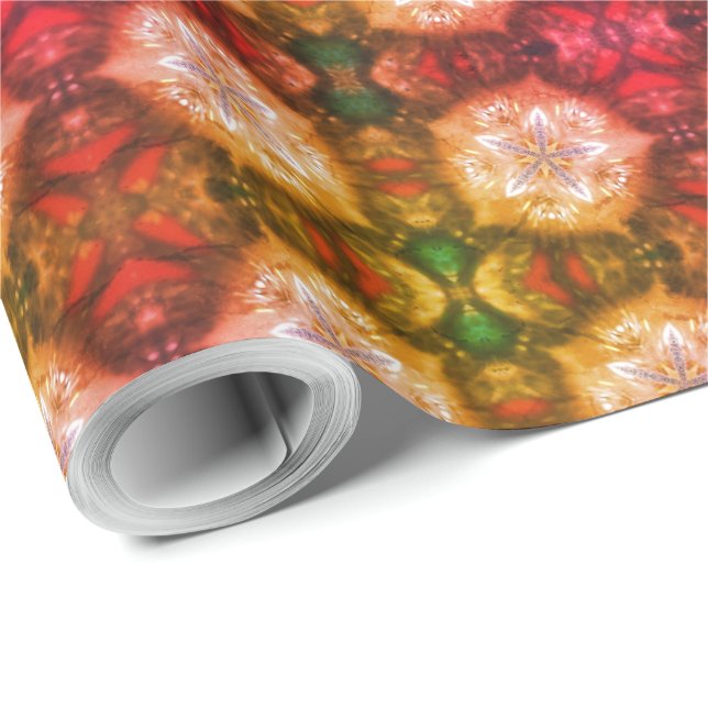 Christmas Red and Green Stars Pattern Holiday Wrapping Paper (Roll Corner)