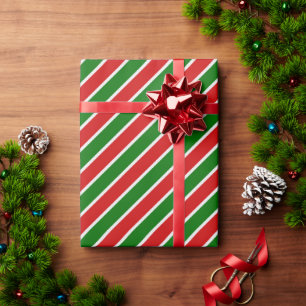 Christmas red and green stripes Wrapping Paper