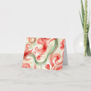 Christmas Red and Green swirls  Thank You Card