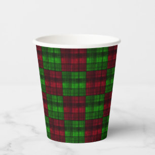 Christmas red and Green tartan. Paper Cups