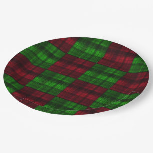 Christmas red and Green tartan.  Paper Plate