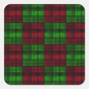 Christmas red and Green tartan. Square Sticker