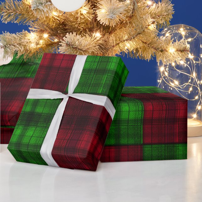Christmas red and Green tartan. Wrapping Paper (Holidays)