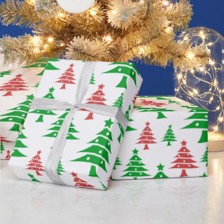 Christmas Red And Green Tree Art Wrapping Paper