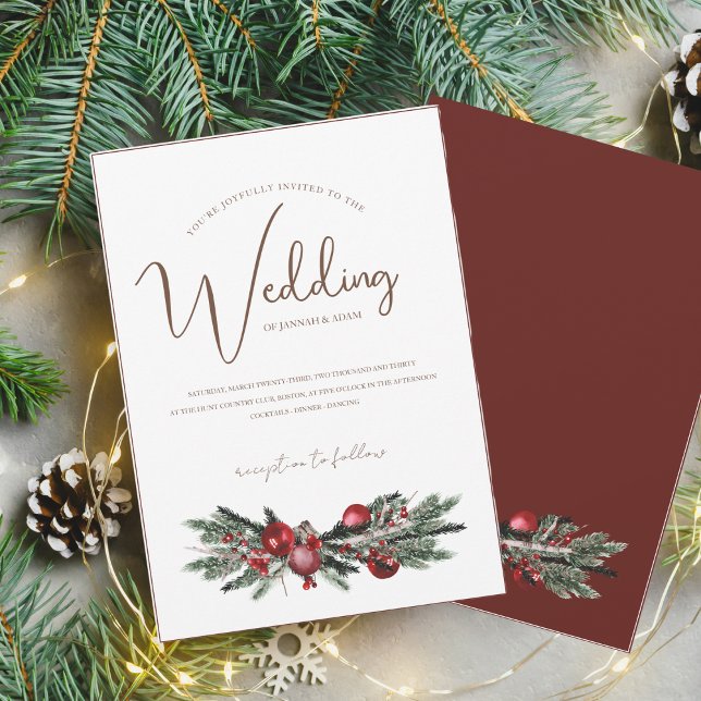 Christmas Red and Green Winter Festive Wedding Invitation (Creator Uploaded)