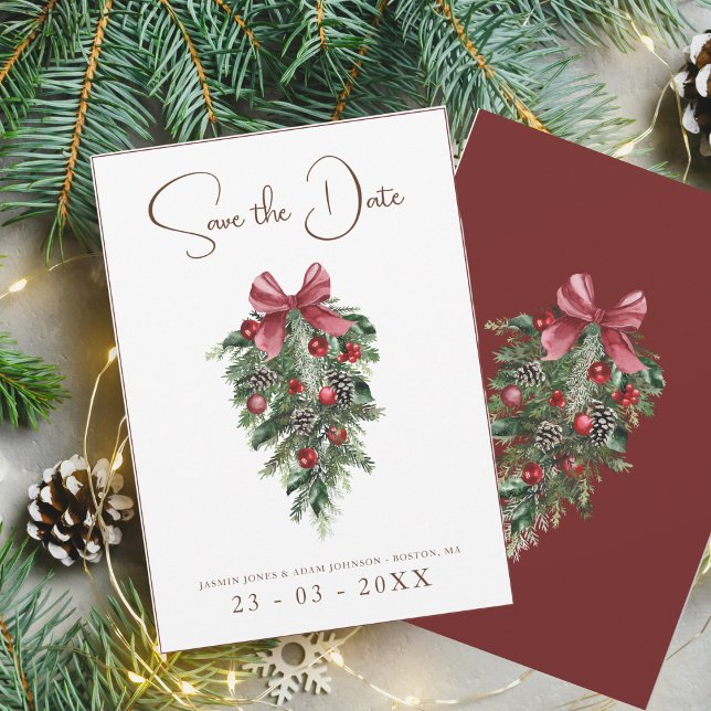 Christmas Red and Green Winter Festive Wedding Save The Date (Creator Uploaded)