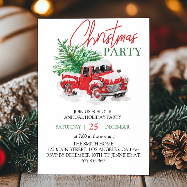 Christmas Red and Truck Party Invitation (Creator Uploaded)