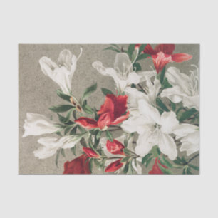 Christmas Red and White Apple Blossom Flowers Tissue Paper