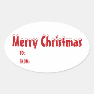Christmas red and white blank to from cute oval sticker