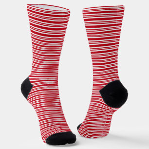Christmas red and white candy cane stripes pattern socks