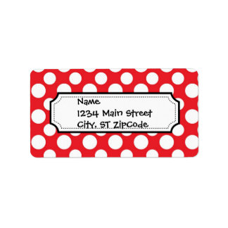 Christmas Red and White Dot Patterns Label