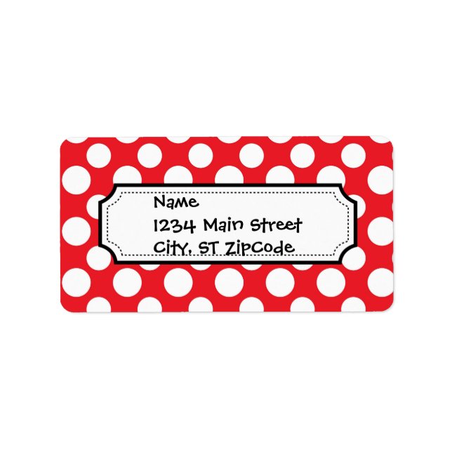 Christmas Red and White Dot Patterns Label (Front)