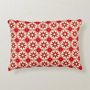 Christmas Red and White Flower Pattern Decorative Cushion