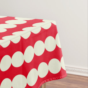 Christmas Red and White Geometric Dots Pattern Tablecloth