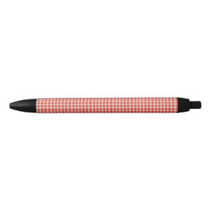 Christmas Red and White Gingham Black Ink Pen