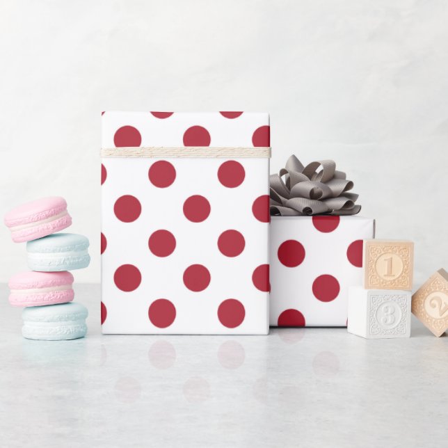 Christmas red and white large polka dot wrapping paper (Baby Shower)