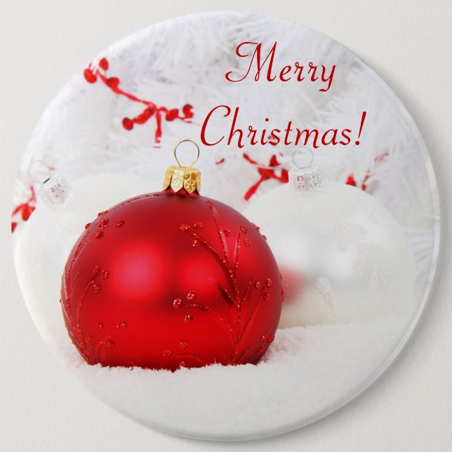 Christmas Red And White Merry Christmas 6 Cm Round Badge (Front)