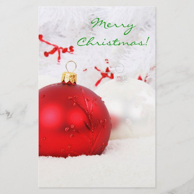 Christmas Red And White Merry Christmas I Stationery (Front)