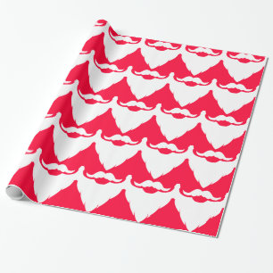 Christmas red and white santa beard pattern wrapping paper