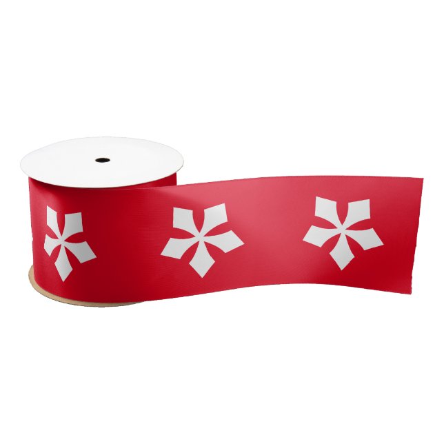 Christmas red and white snowflakes stars chic satin ribbon (Spool)