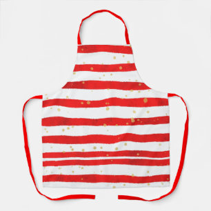 Christmas Red And White Striped Apron