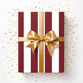 Christmas Red And White Stripes Pattern Wrapping Paper