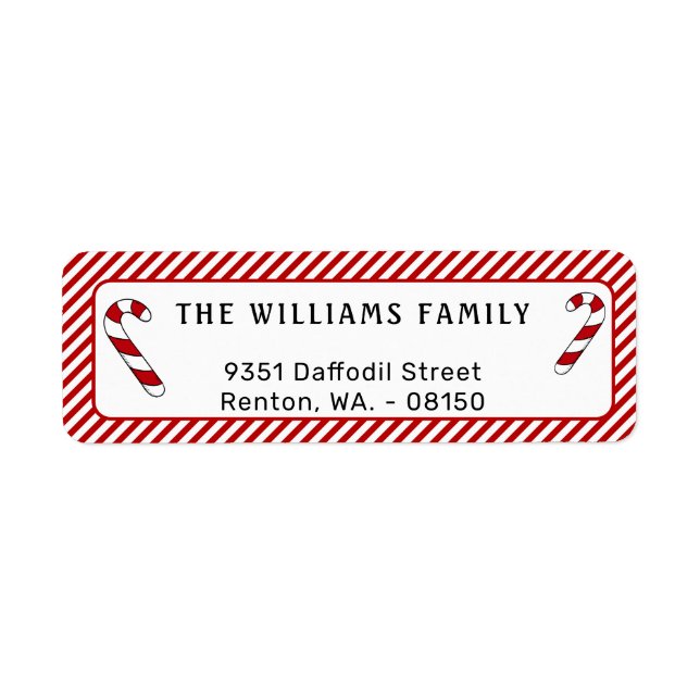 Christmas Red and White Stripes Return Address Label (Front)