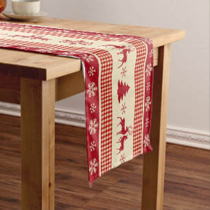 Christmas red and white table runner