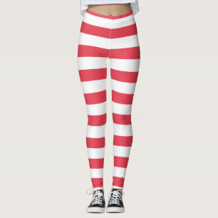 Christmas Red and White Wide Stripe Leggings