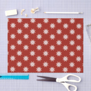 Christmas red and white with snowflakes tissue paper
