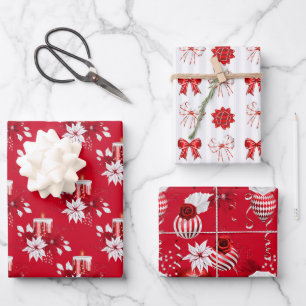 Christmas Red And White Wrapping Paper Sheet