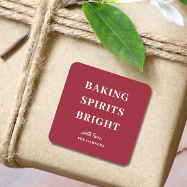 Christmas Red Baking Spirits Square Sticker (Creator Uploaded)