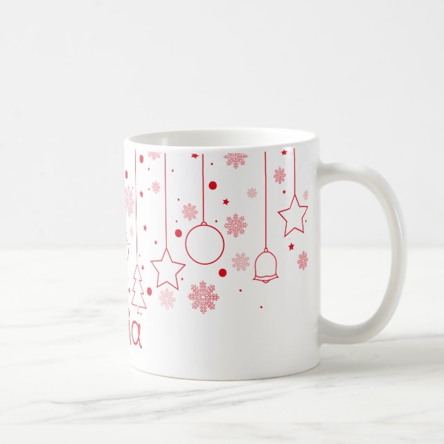 Christmas red Ball star decor name Classic Mug (Right)